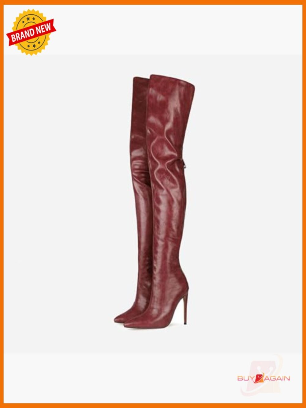 Thigh High Boots Over The Knee Stiletto Heel Pointed Toe Back Zip Leopard Print - Picture 2 of 6